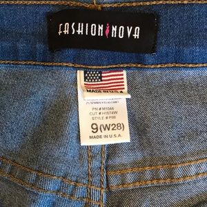 High waisted blue jeans